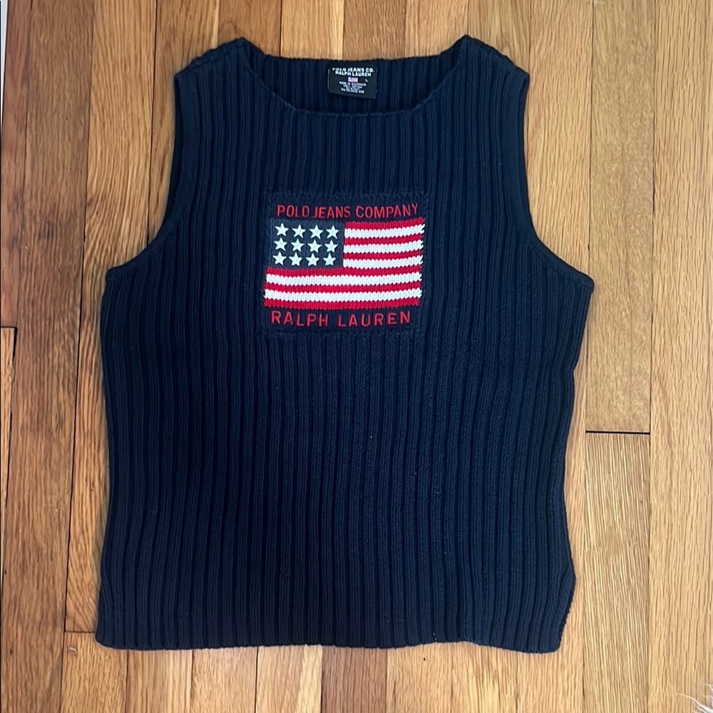 Ralph Lauren Polo Jeans Co. FLAG sleeveless cotton sweater